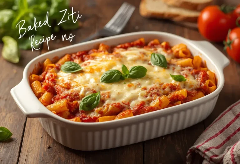 baked ziti recipe no meat with cheese and tomato sauce