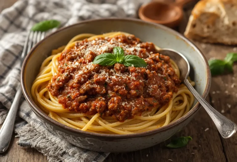delicious homemade meat sauce recipe with ground beef and tomato sauce